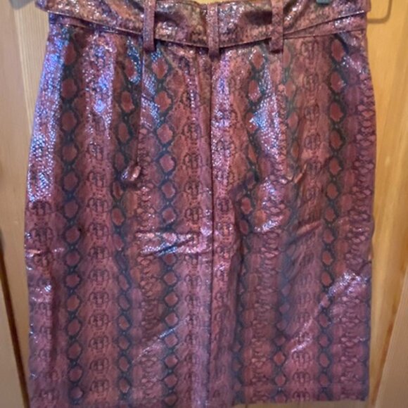 Urban Outfitters Red Wine Snake Skin Vinyl Mini Skirt Size XS - Picture 3 of 6